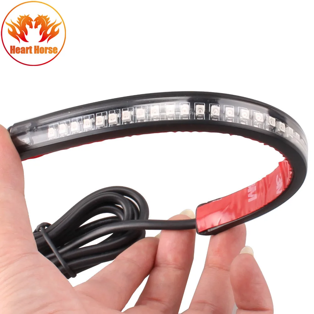 Universal Flexible 32LED Motorcycle Light Strip Tail Brake Stop Turn Signal License Plate Lamp 8&quot Red And Amber Led Color |