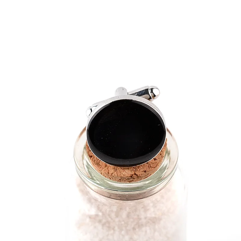 Запонки для рубашки мужские классические эмалированные запонки Круглые черные