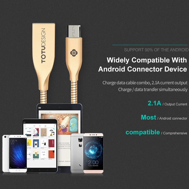 TOTU металлический провод Быстрая зарядка USB кабели микро Usb кабель андроид
