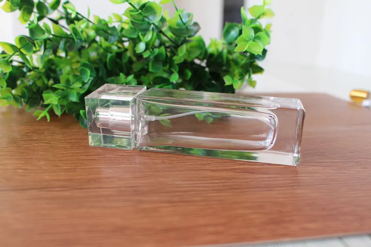 

50ML Transparent Flat Square High-quality Perfume Bottles Glass Spray Cosmetic Bottle 2PCS/LOT