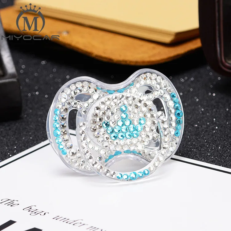 

MIYOCAR bling bling blue white crystal rhinestone bling crown Baby Pacifier dummy BPA free unique baby gift babyshower