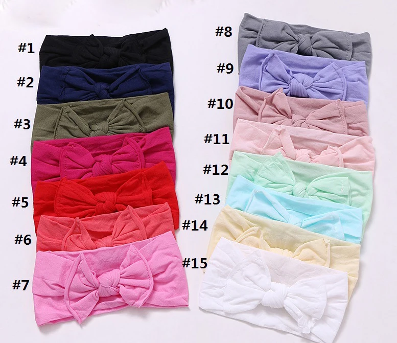 

Объемная 120 шт./лот однотонная широкая нейлоновая повязка на голову, детский нейлоновый тюрбан, нейлоновая повязка на голову с бантом, повяз...