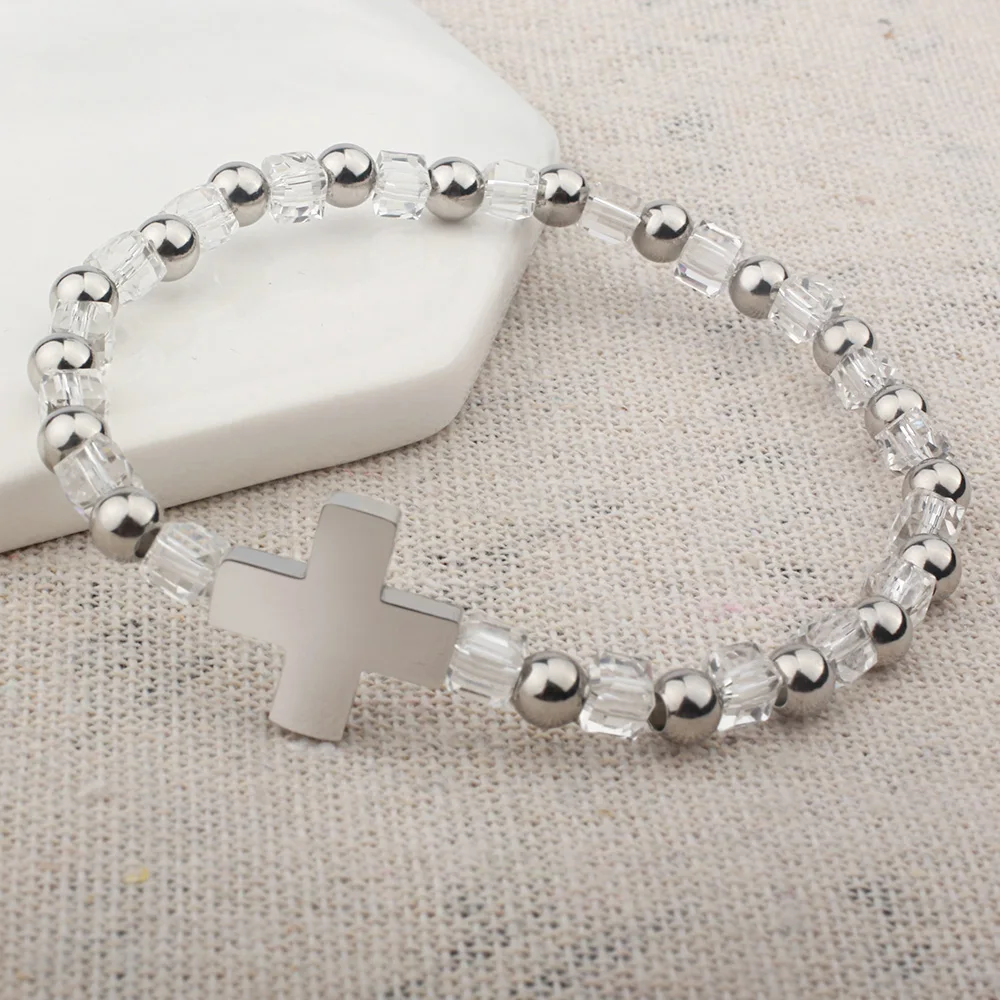 Браслет с шармами крестиками из нержавеющей стали|Браслеты шармами| |