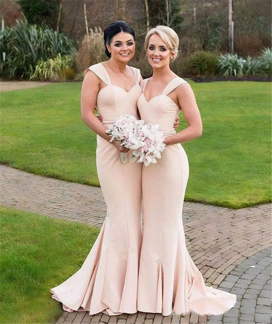 

Simple Long Mermaid Bridesmaid Dresses 2019 Sweetheart Straps Floor Length Formal Dress Custom Made Maid Of Honor Gowns