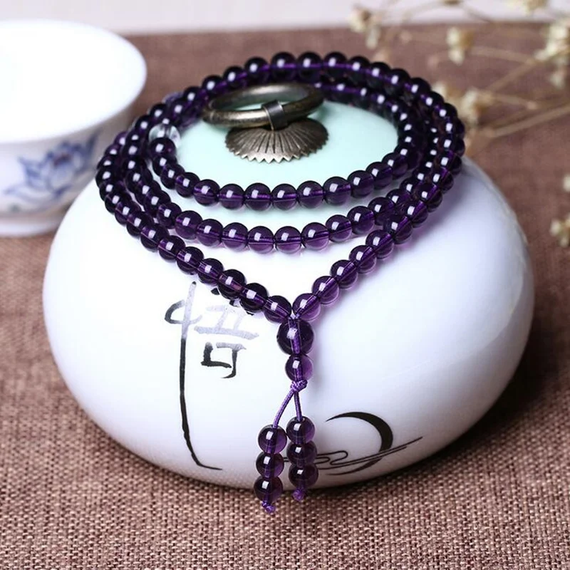 Женский модный браслет из 108 бусин натурального хрусталя бразильские