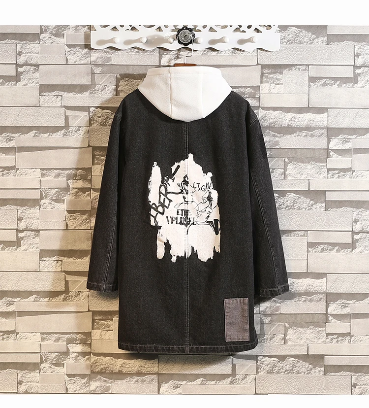 Мужской джинсовый Тренч, 5XL, большой размер, Тренч,, осень, зима, модная ветровка, мужская длинная куртка, пальто, мужское пальто#053