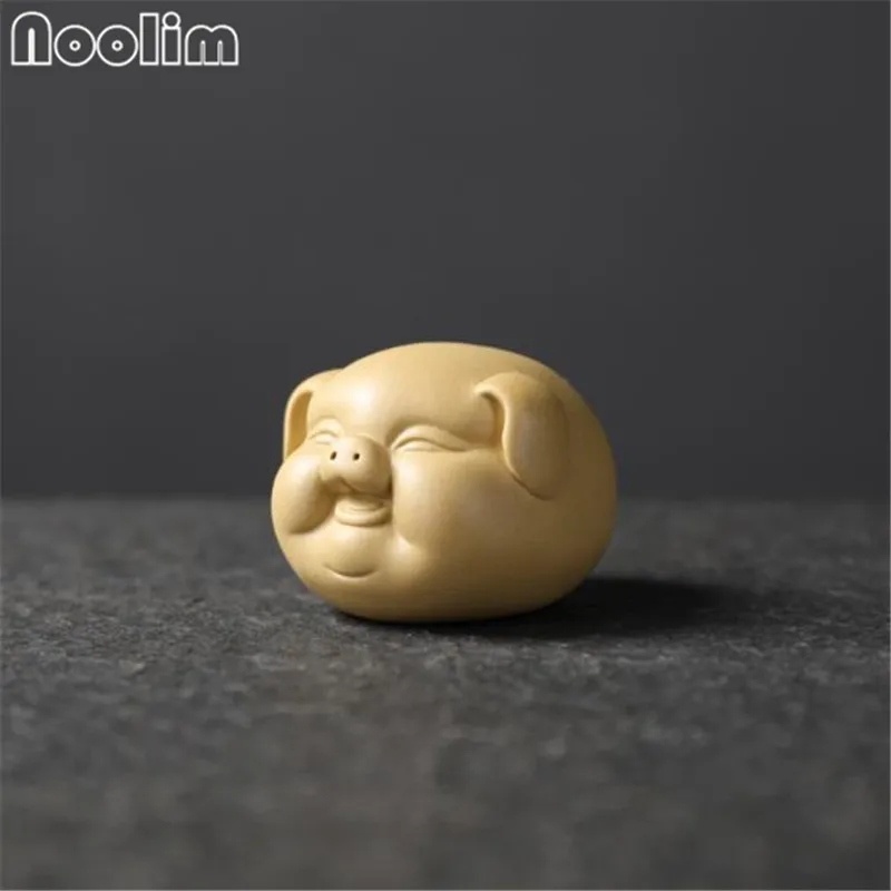 Yellow Фиолетовая глина милое украшение "Свинка" маленький чай Домашние животные бутик чайный стол украшения аксессуары - Цвет: Yellow