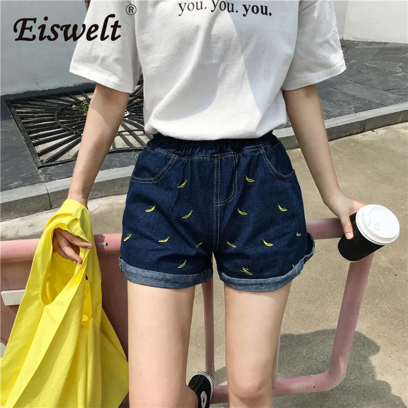 Женские джинсовые шорты EISWELT Короткие повседневные с высокой талией и бананами