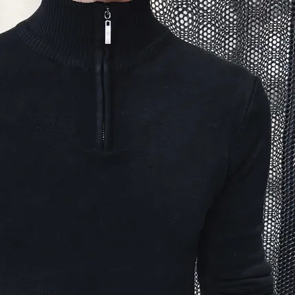

2019 Autumn New Men's Turtleneck Sweaters Pullover Male Sexy Slim Fit Zipper Knitted Pullovers Solid Color High Neck Sweater