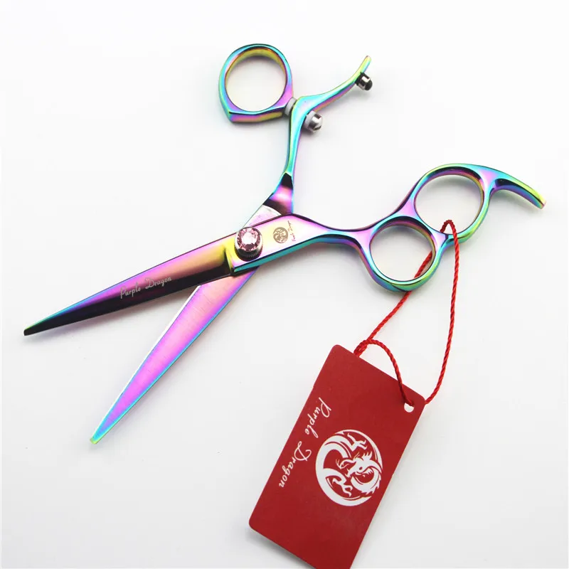 

Purple Dragon 6 inch Left Hand Professional Barber Swivel Scissors Hairdressing Flying Scissors Salon Equipment Hair Makas