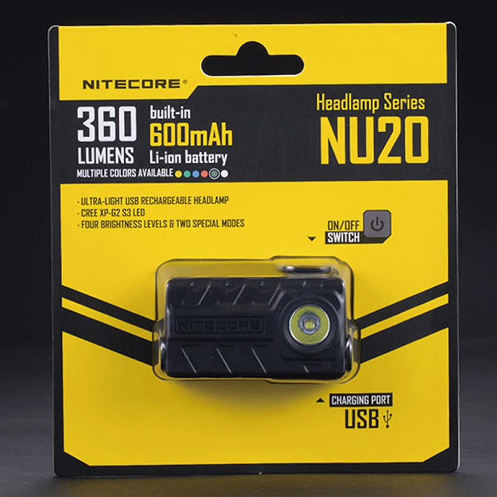 Налобный фонарь NITECORE NU20 перезаряжаемый встроенный аккумулятор легкий USB порт 360