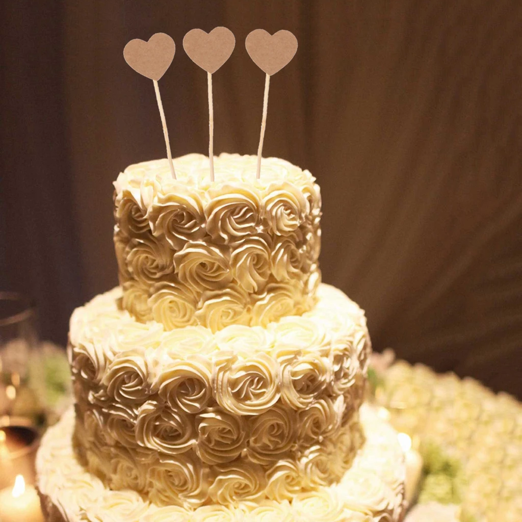 Крафт бумага деревенский капкейк сердечко Торт Топперы флаги выбирает Свадебная