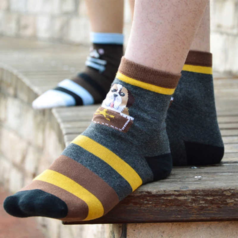 

Morematch 1 Pair Women Stripe Sock Cartoon Pocket Dog Cat Cotton Socks Leisure Animal Socks 4 Colors Optional