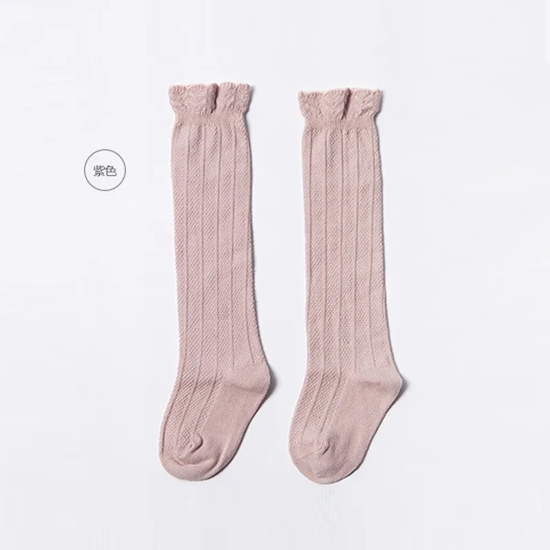 Осенние детские носки для девочек гольфы до колена новорожденных кружевные - Фото №1