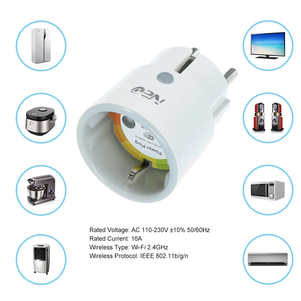 Умная розетка NEO для умного дома голосовое управление совместимо с Alexa и Google Home