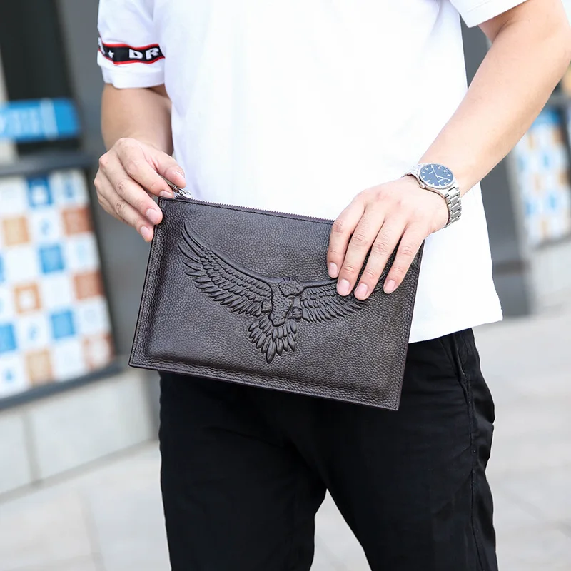 2018 New Men's Bag Leather Embossed Clutch Personality Casual Luxury Handbags Men Bags Designer | Багаж и сумки