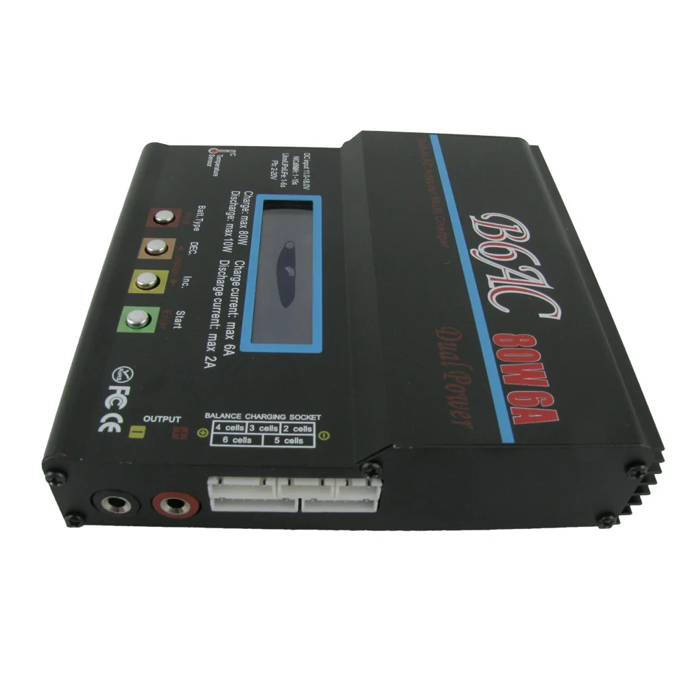 HTRC черный B6AC 80 Вт RC балансирующее зарядное устройство Dis 6A для 1-6s LiPo/LiFe/LilonNiCd/MH/Pb
