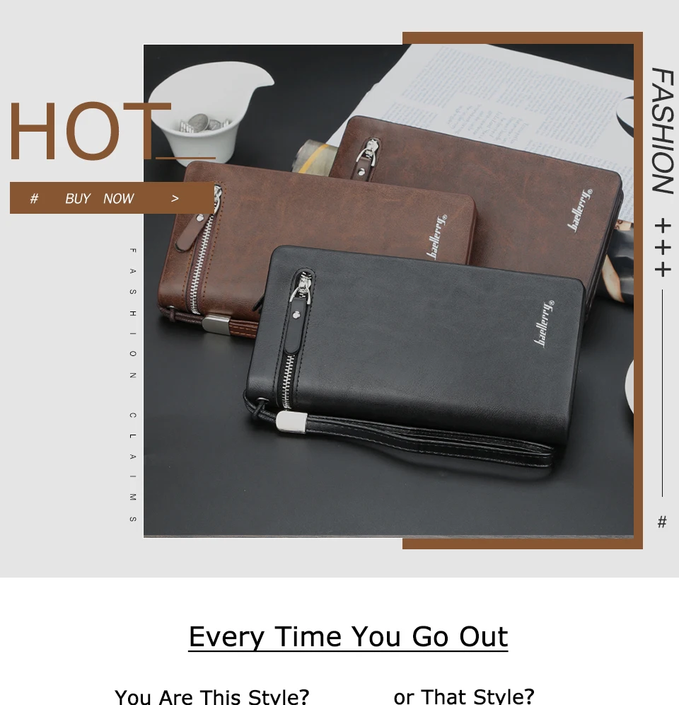 business Long wallet for Men Large Leather Male Wallets Three Layers Men purse Card Holder Money Bag Zipper Men Clutch Wallet