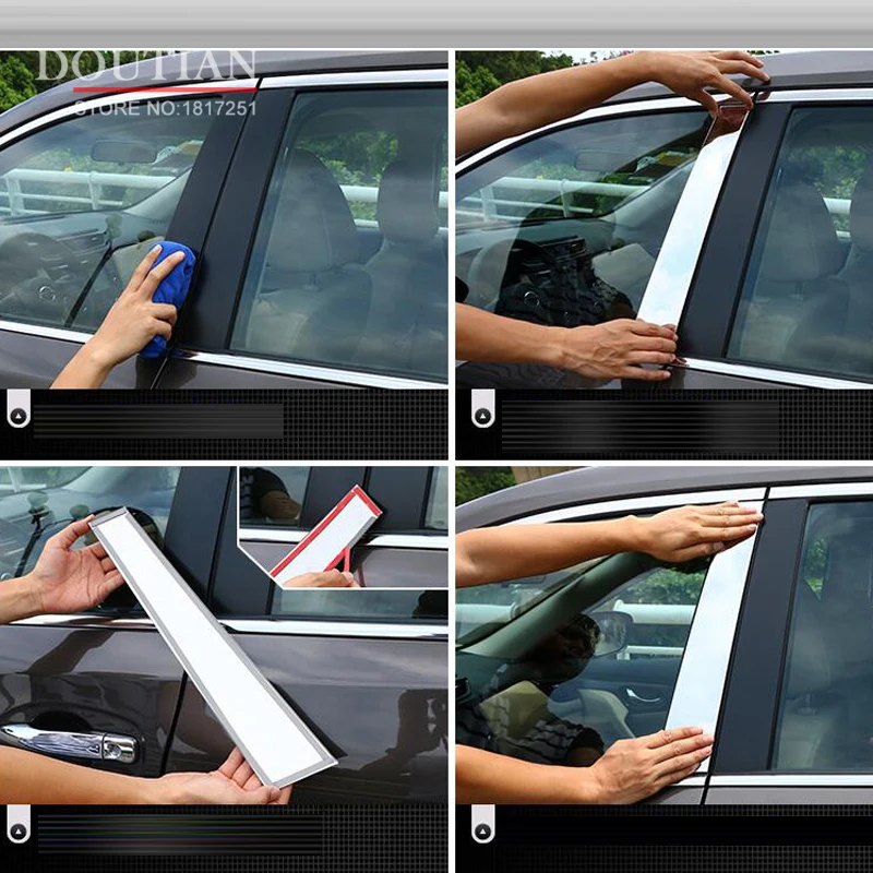 Новая накладка на окно автомобиля из нержавеющей стали в форме колонны стикеры