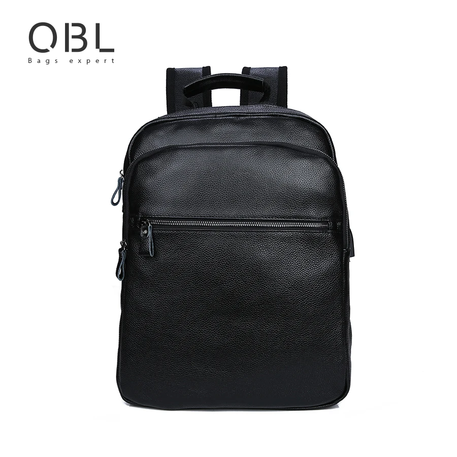 Простой женский рюкзак из натуральной кожи для ноутбука с usb зарядкой Mochilas