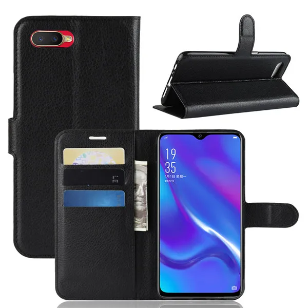 Черный BYHeYang Роскошный чехол для OPPO K1 Чехол-книжка с функцией кошелька из искусственной кожи чехол для OPPO K1 K 1 OPPOK1 PBCT10 PBCM10 корпус защитный чехол для телефона - Цвет: Черный