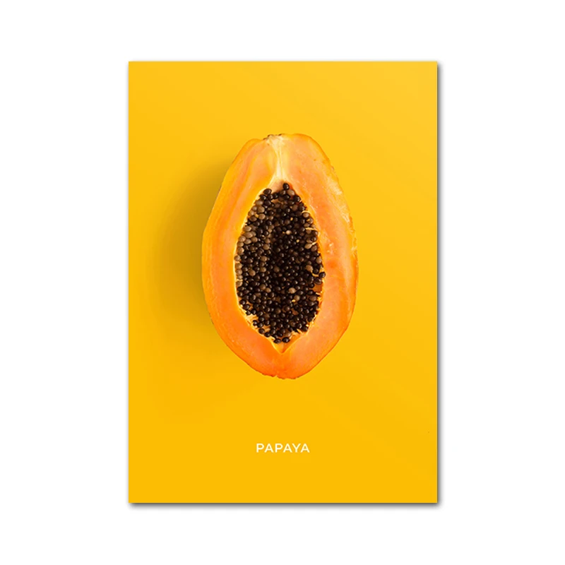 Papaya 16 картины фруктов авокадо ананас Клубника киви плакаты детская столовая гостиная принты Скандинавская Живопись Искусство домашний декор - Цвет: Papaya
