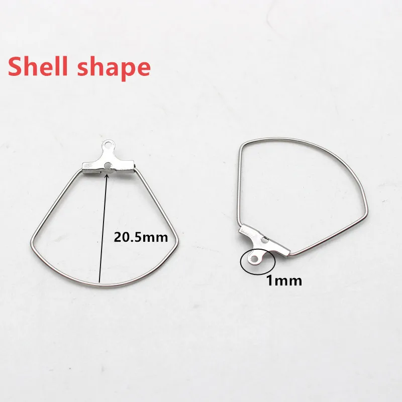 10pcs Stainless Steel Ear Wire Earring Hooks Hoop Connector Diy Earrings Accessories Dangle Charms Jewelry Making - Цвет: Shell shape