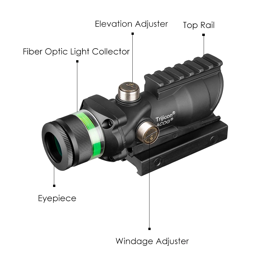 Trijicon охотничий ACOG 4X32 прицел рельсовая оптика Красная Зеленая точка крест подсветка стекло травленая сетка тактический оптический прицел