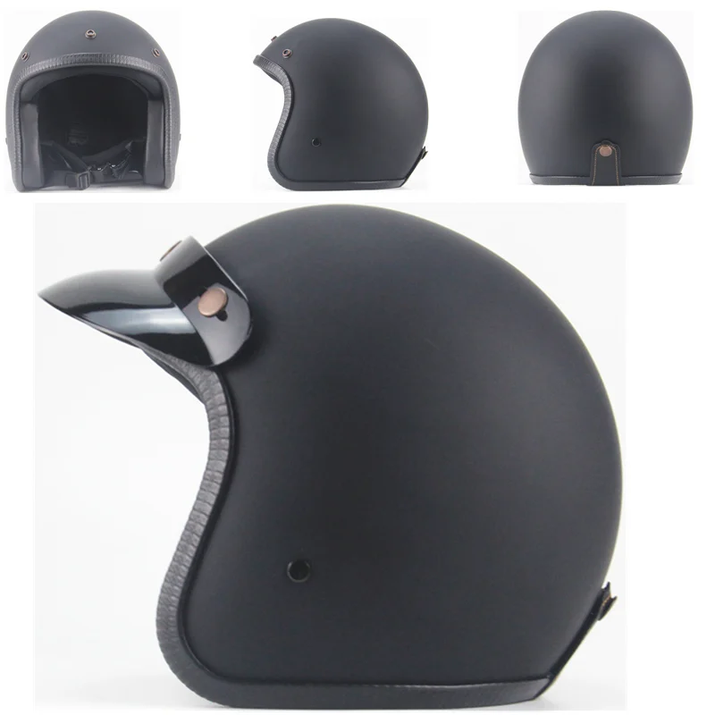 Matte Black Горячая с открытым лицом Половина мото шлемы Винтаж мото rbike мото ciclet cascos para гоночный мотоциклетный шлем - Цвет: Matte Black