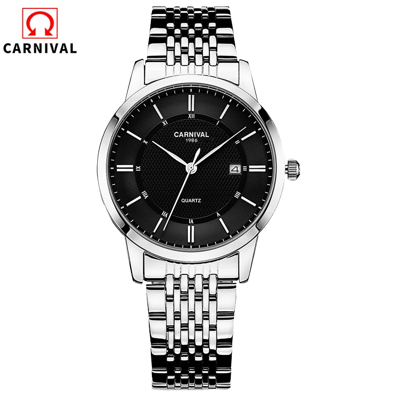 Carnival Mens Watches Top Brand Luxury Leather Strap Waterproof Quartz Watch Men Clock Wristwatches montre homme 2019 | Наручные часы