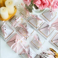 new triangular pyramid marble candy box wedding favors and gifts boxes chocolate box bomboniera giveaways boxes party supplies