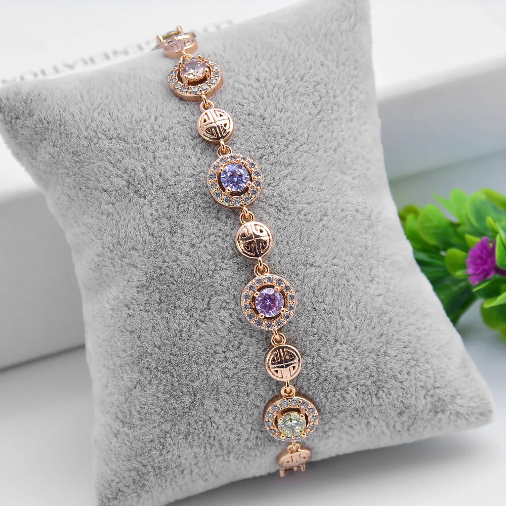 Europe and America Happy edge color zircon Bracelet 100% copper size 200*10 mm Wholesale retail Not fade | Украшения и аксессуары
