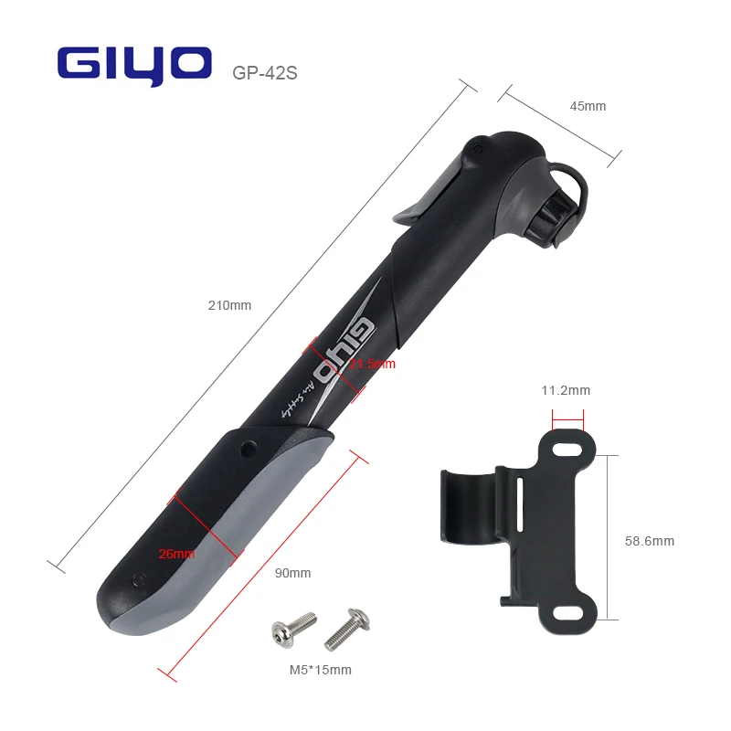 Насос велосипедный Giyo компактный насос со складной ручкой 120 psi подходит для Schrader