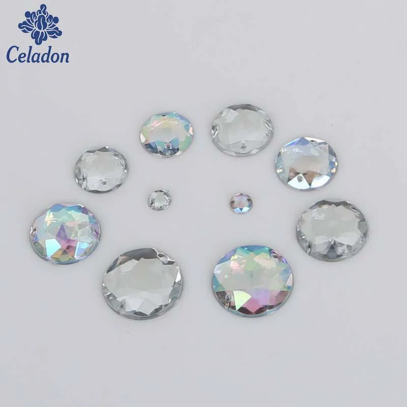 Новое поступление 2 вида цветов 6 мм 200 шт круглая скошенная акриловая Хрустальная