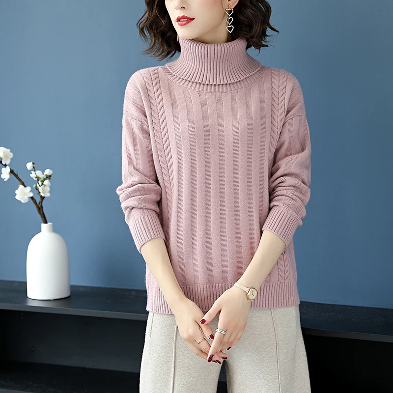 Women Thick Cashmere Sweater High Collar Pullovers Elegant Turtleneck Lady Warm Long Sleeve | Женская одежда