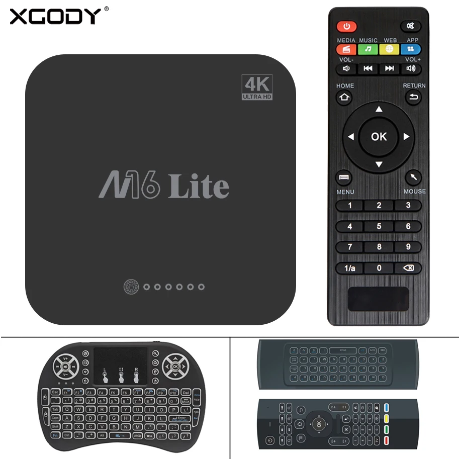 XGODY M16 Lite Smart tv Box Android 7 1 2 + 16GB H3 четырехъядерный 4K HD 3D медиаплеер wifi