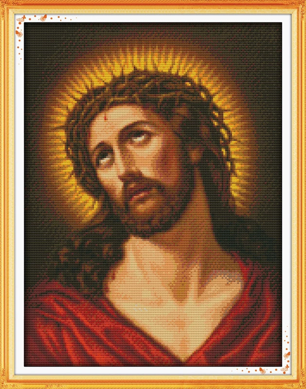 

Thorn crown Jesus cross stitch kit people 18ct 14ct 11ct count print canvas stitches embroidery DIY handmade needlework