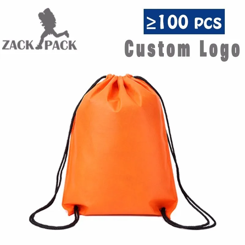 orange without logo 10 шт. Спортивные Водонепроницаемые Сумки на шнурке, сумка с логотипом на заказ, рюкзак с веревкой для мужчин, маленький холщовый рюкзак для спортзала, Mochila, ранец DB22 - Цвет: orange without logo