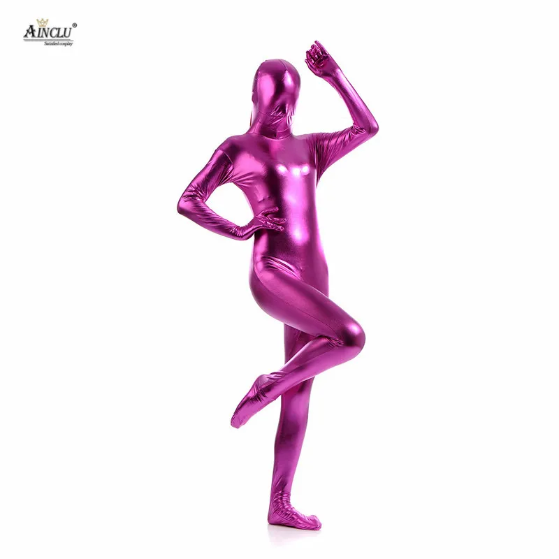 

Ainclu Hot Selling Costume Cosplay Patent Leather Stealth Sexy for Hallween Female Clothing Rose Red All-inclusive Zentai