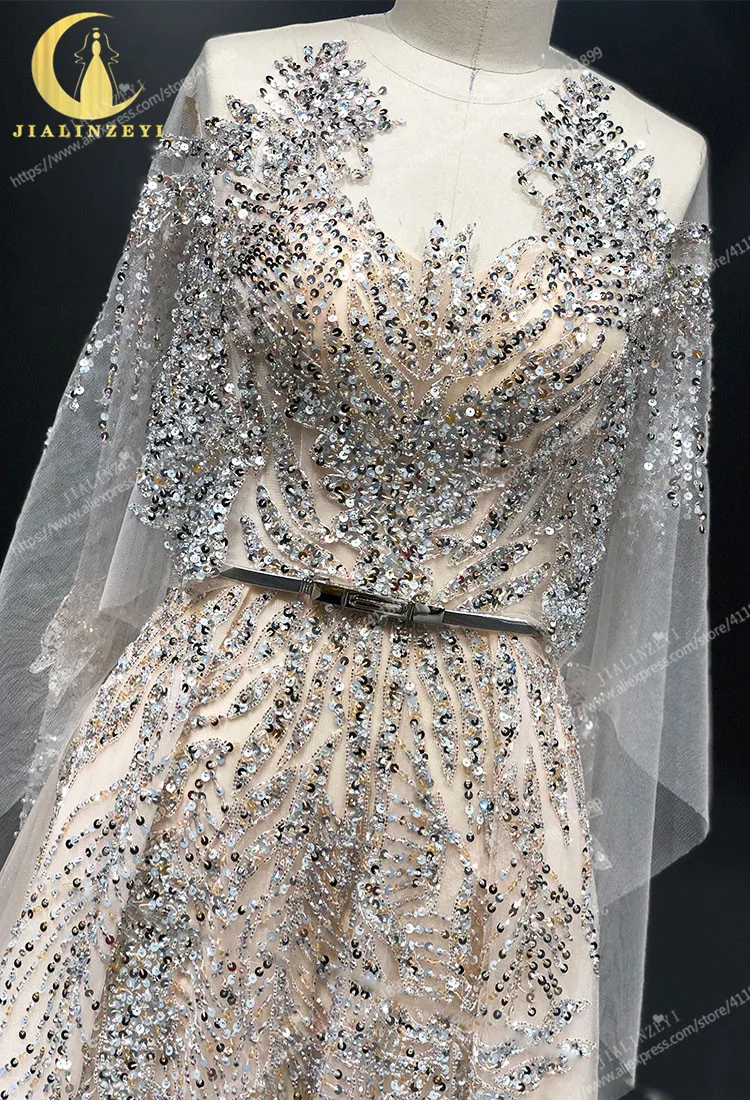 JIALINZEYI реальное изображение обнаженные Бусы Роскошные Elie saab вечерние платья