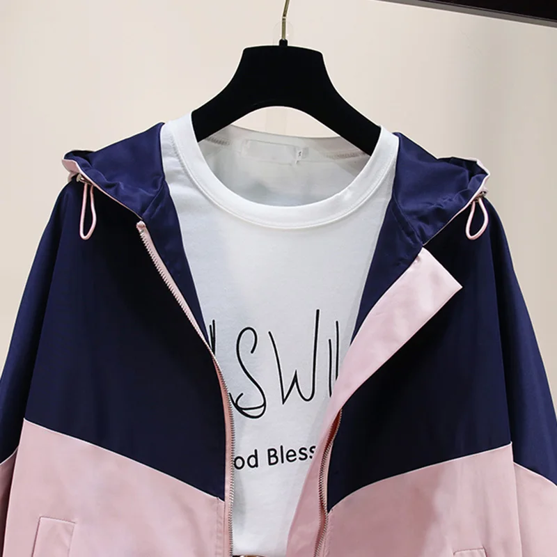 Женские свободные пальто Harajuku модные Лоскутные повседневные куртки с капюшоном