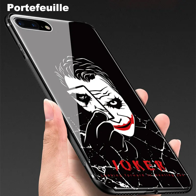 Portefeuille For iPhone X Case Hybrid Tempered Glass Hard Back Soft Silicone Bumper Protective Cover 8 PLus 7 6 6S 10 |