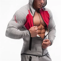 mens fitness bodybuilding sweatshirt hoodie gyms workout hooded zipper jacket male joggers sportswear casual brand clothing tops