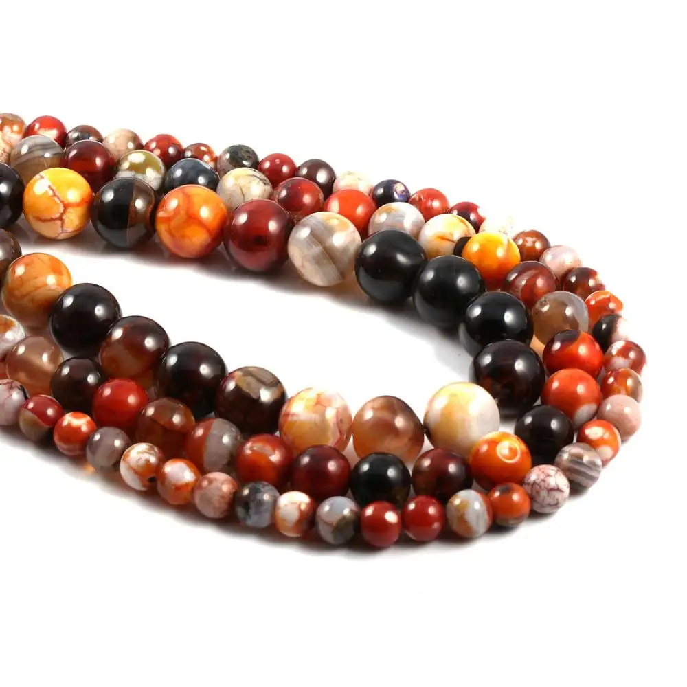 

LE SKY Natural Stone Beads Water Agat 6/8/10 mm Fashion Jewelry Loose Stone Beads for Jewelry Making DIY Bracelet Necklace