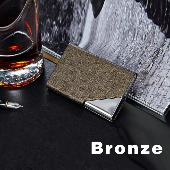 Bronze1 ID держатель для карт, визитница, кошелек, чехол для кредитных карт, для женщин и мужчин, кожаный, водонепроницаемый, защита для карт, металлические кошельки - Цвет: Bronze1