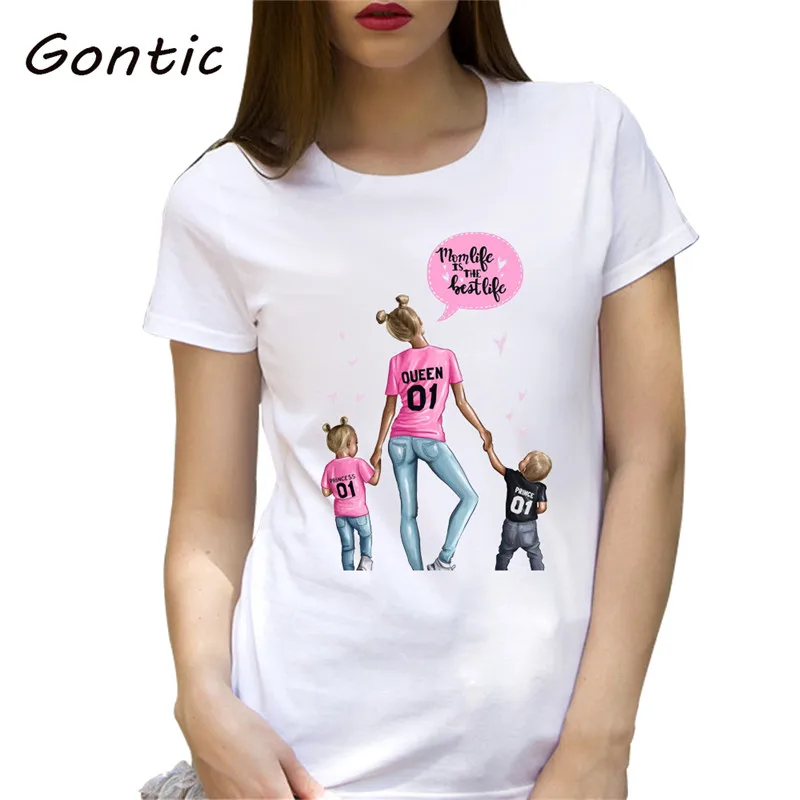 Мама Жизнь лучшая жизнь женская футболка с принтом Любовь Семья серия Лето 2019