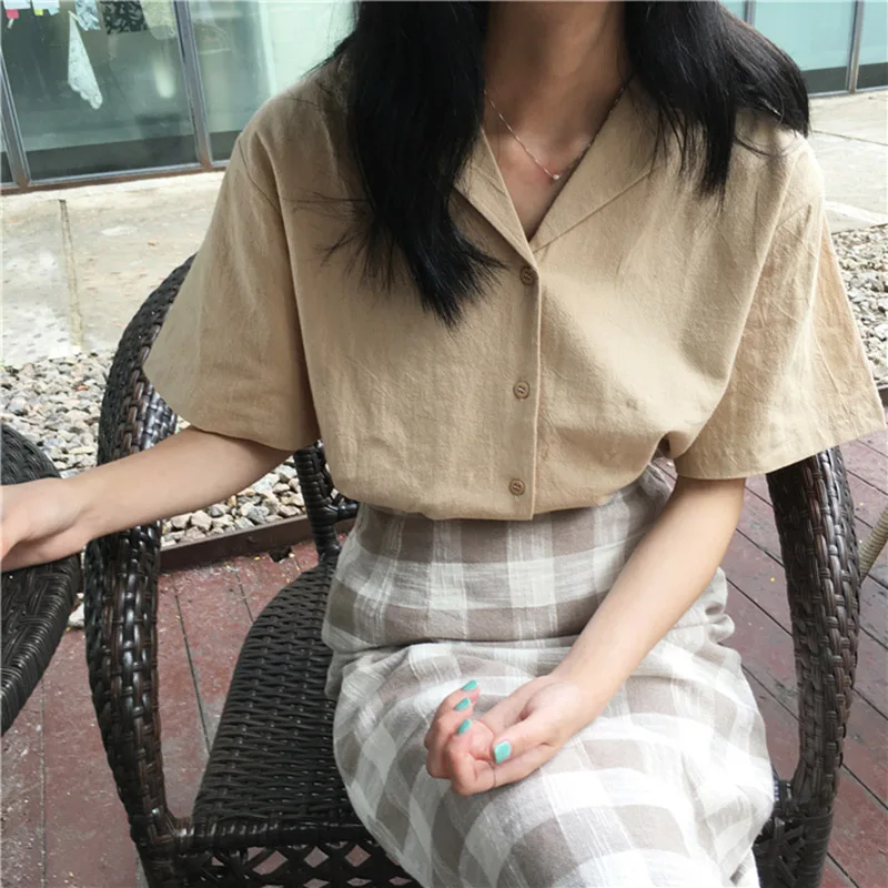 Рубашка женская с v образным вырезом Повседневный Топ 2018 летняя Офисная Рабочая