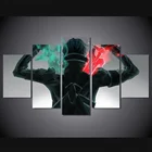 Картина на холсте Настенная роспись модульная 5 панель мультфильм меч искусство онлайн воин картины Декор для дома рамка постер для прихожей комнаты