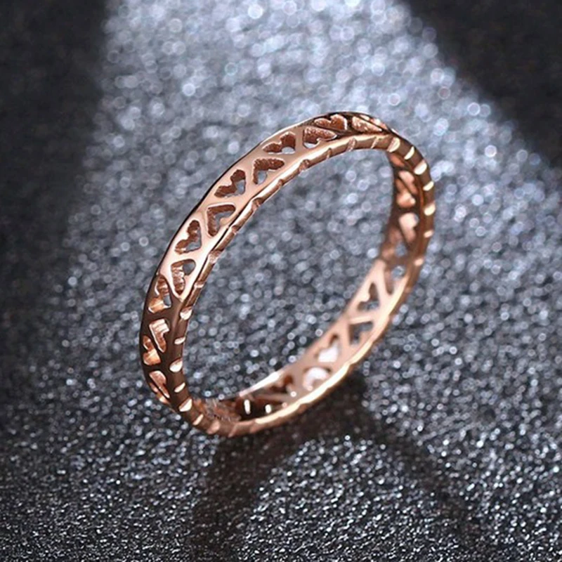 Женское модное маленькое кольцо из нержавеющей стали розовое золото в форме