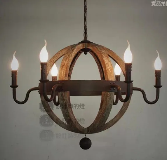 Роскошная винтажная деревянная подвесная железная люстра в деревенском стиле